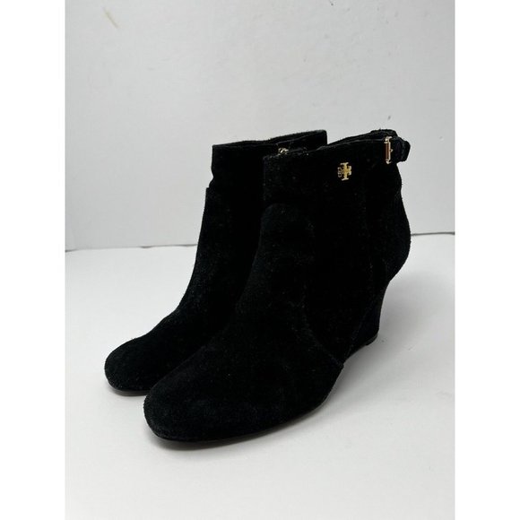 Tory Burch Milan Wedge Suede Ankle Boots Women's Size 8M - Picture 1 of 13